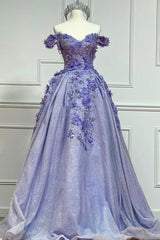 Prom Dress Designs, Off the Shoulder Applique Long Prom Dresses, A-Line Formal Evening Dresses