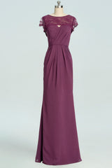 Formal Dresses For Girls, Elegant Plum Mermaid Long Bridesmaid Dress