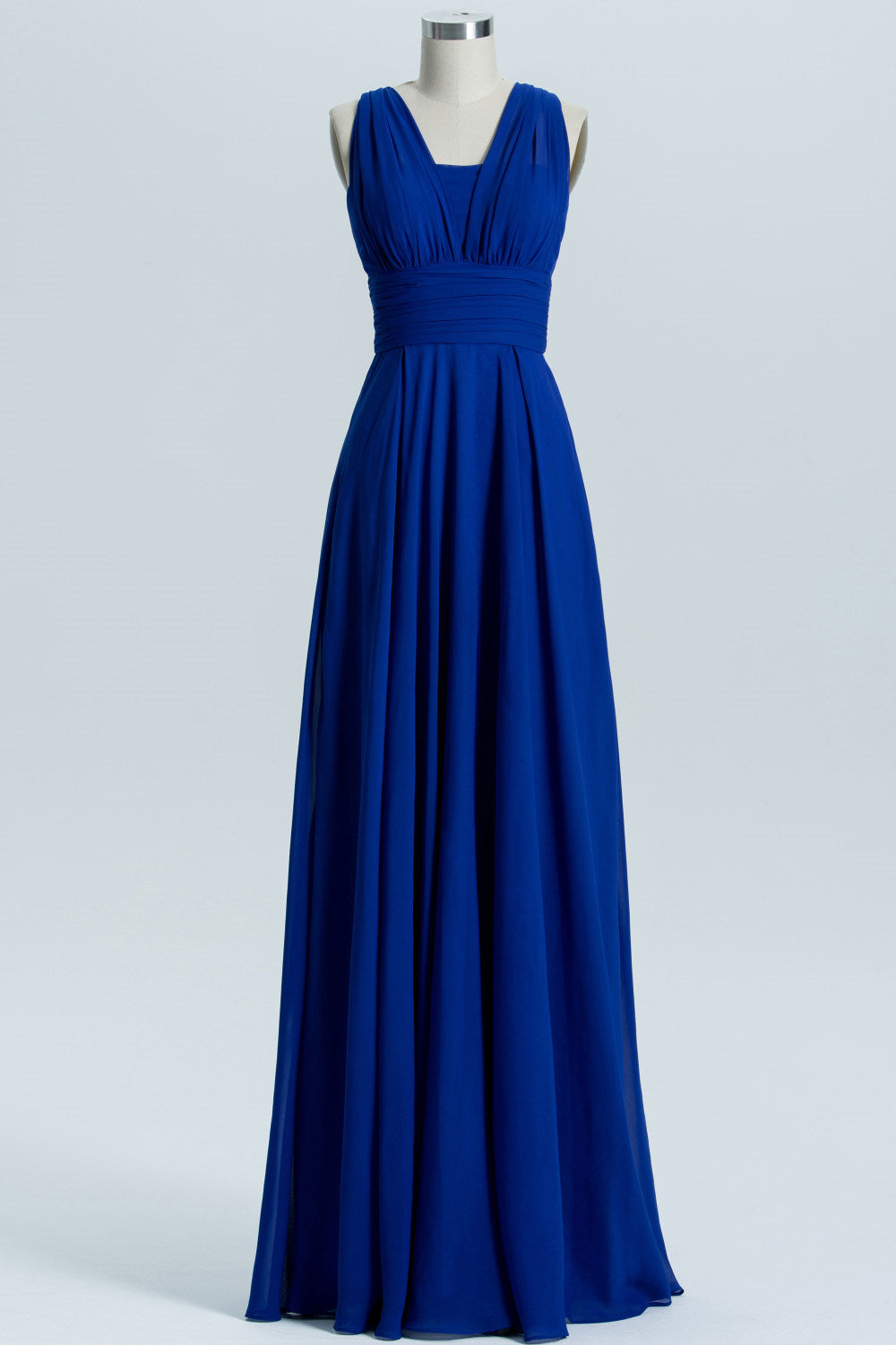 Evening Dress For Wedding, Royal Blue A-line Chiffon Long Convertible Bridesmaid Dress