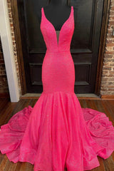 Prom Dresses Boutique, Mermaid Sequins Long Prom Dresses, V-Neck Evening Party Dresses