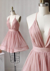 Sexy Short A-line Tulle Pleated Homecoming Dress