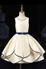 Party Dress Ideas, Champagne Satin Flower Girl Dress