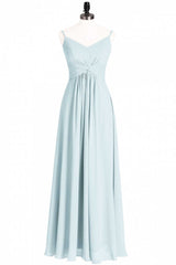 Bridesmaids Dresses Beach, Mint Green Chiffon Twist Front A-Line Long Bridesmaid Dress