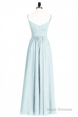 Mint Green Chiffon Twist Front A-Line Long Bridesmaid Dress
