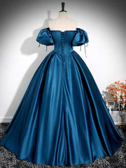 Royal Blue A-Line Prom Dress Off The Shoulder Pleated Dress