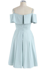 Bridesmaid Dresses Mismatched Spring Wedding Colors, Mint Cold-Shoulder Ruffled A-Line Short Dress