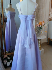 Vintage Purple Satin Spaghetti Straps Gown Fairy Dress