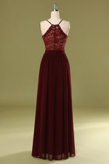 Formal Dresses Black, Sheath V Neck Burgundy Bridesmaid Dress with Lace Back