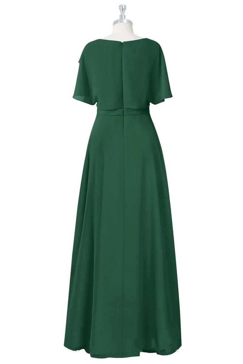 Party Dresses Classy Christmas, Hunter Green Chiffon Ruffled Long Bridesmaid Dress