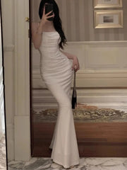 Women Elegant Bodycon Mermaid Prom Dress Summer Strap Evening Party Dress