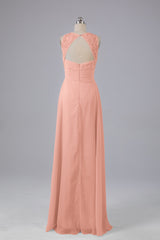 A Line Keyhole Floor Length Bridesmaid Dresses