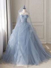 Elegant Sweetheart Prom Dress A-Line Tulle Floor Length Quinceanera Dresses