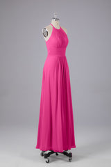 Bridesmaid Dress Inspiration, Elegant Chiffon Halter Floor Length Bridesmaid Dresses