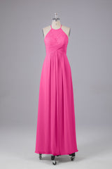 Evening Dresses Near Me, Elegant Halter Keyhole Chiffon Bridesmaid Dresses