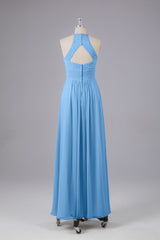 Evening Dress Sale, Elegant Halter Keyhole Chiffon Bridesmaid Dresses