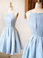 Light Blue Short Knee-Length Bridesmaid Dresses | Prom Dress