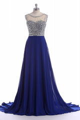 Royal Blue Chiffon Evening Dress Long Prom Dress