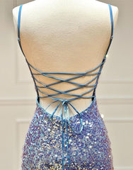 Sparkly Spaghetti Straps Sequin Homecoming Dress