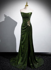 A-line Green Sequins Mermaid Long Party Dress, Mermaid Sequins Green Prom Dress