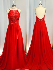 Homecoming Dress, A-line Halter Sequin Sweep Train Chiffon Dress