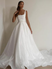 Wedding Dresses Websites, A-Line/Princess Square Chapel Train Wedding Dresses