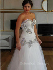 Wedding Dress Chic, A-Line/Princess Sweetheart Floor-Length Tulle Wedding Dresses With Rhinestone