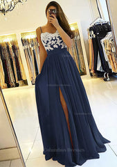 Bridesmaid Dress Online, A-line/Princess Sweetheart Sleeveless Long/Floor-Length Chiffon Prom Dress With Split Appliqued