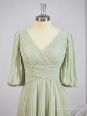 Bridesmaid Dress Shop, A-Line/Princess V-neck Floor-Length Chiffon Mother of the Bride Dresses