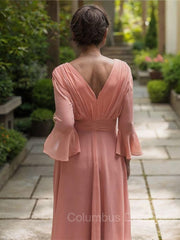 Party Dresses Online, A-Line/Princess V-neck Floor-Length Chiffon Mother of the Bride Dresses With Ruffles