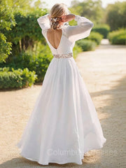 Wedding Dress Ballgown, A-line/Princess V-neck Floor-Length Chiffon Wedding Dress