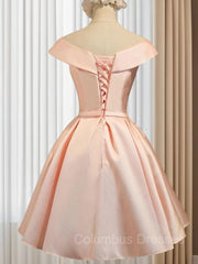 Indian Wedding Dress, A-Line/Princess V-neck Short/Mini Satin Homecoming Dresses With Bow