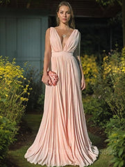 Formal Dresses Off The Shoulder, A-Line/Princess V-neck Floor-Length Chiffon Mother of the Bride Dresses With Ruffles