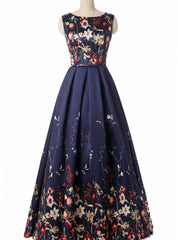 A-Line Print Prom Dress