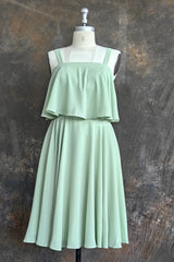 A-line Spaghetti Straps Chiffon Short Bridesmaid Dresses