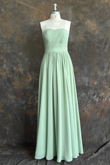 A-line Sweetheart Chiffon Floor-Length Long Bridesmaid Dress