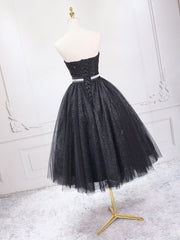 Homecoming Dresses Under 53, A-Line Sweetheart Neck Black Short Prom Dress, Black Formal Evening Dresses