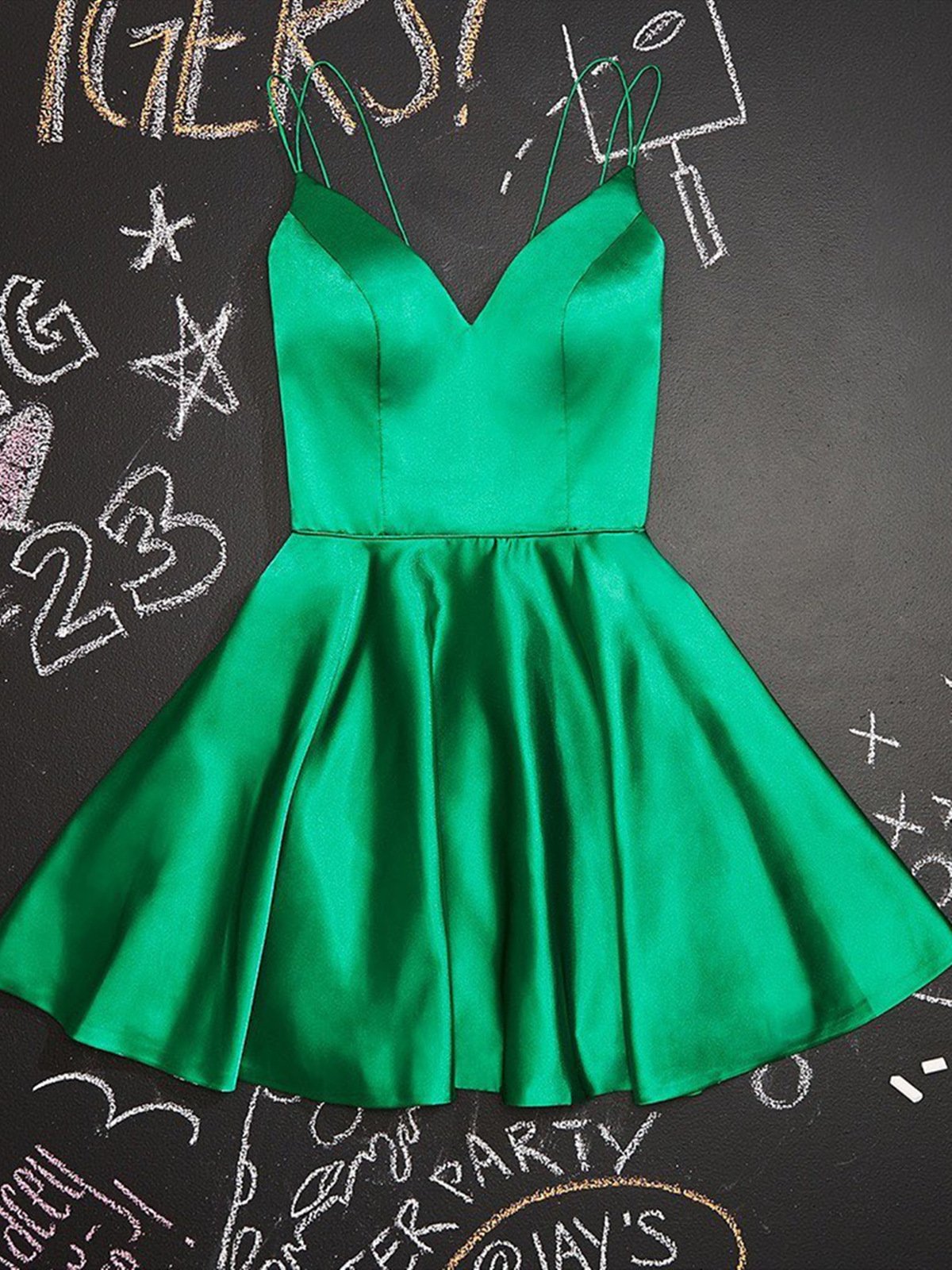 Prom Dresses 2029 Fashion Outfits, A Line V Neck Short Green Prom Dresses, Short Green V Neck Formal Homecoming Dresses