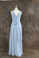 A-Line V-neck Sleeveless Chiffon Bridesmaid Dresses