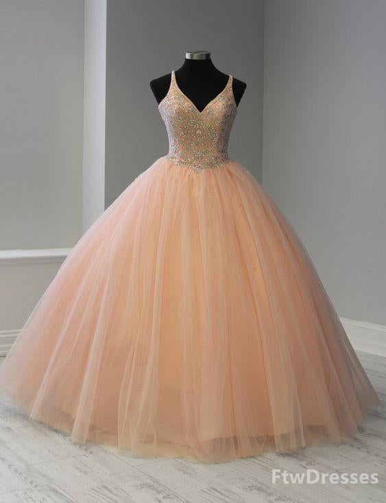 Evening Dresses Princess, sleeveless v neck quinceanera dress