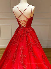 Prom Dresses Chicago, Backless Red Lace Prom Dresses, Red Backless Lace Formal Evening Graduation Dresses