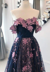 Prom Dress For Sale, Black Lace Long A-Line Prom Dresses, Black Evening Dresses