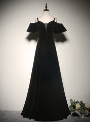 Black Velvet Spaghetti Straps Prom Dress