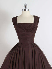 Evening Dresses For Wedding, Brown A-Line Short Prom Dresses, Brown Short Formal Dress