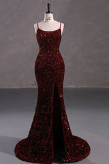 Prom Dress Boho, Slim Burgundy Shimmery Open Back Formal Prom Evening Dress