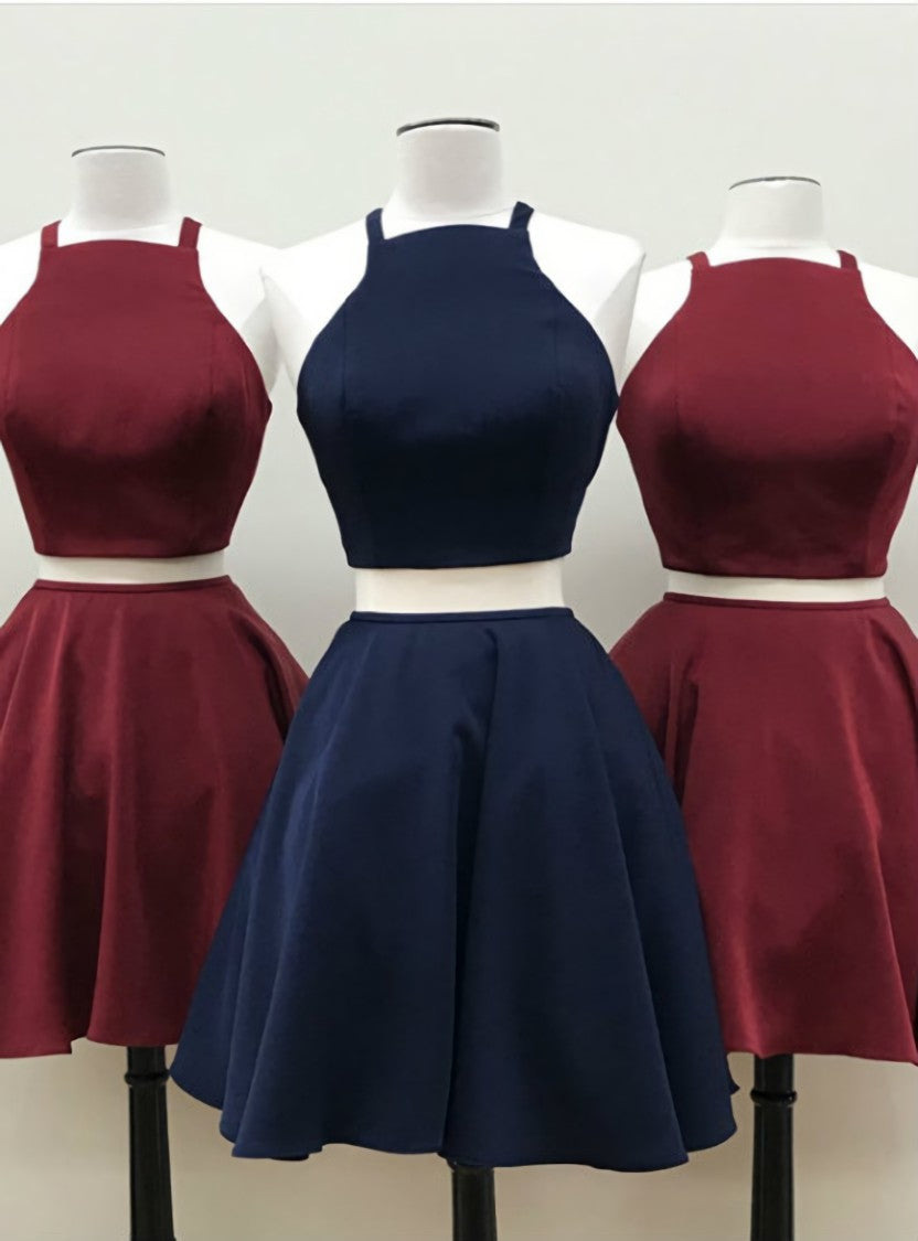 Burgundy Short Two Piece Homecoming Dress Two Piece Short Navy Blue Homecoming Dress