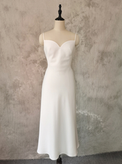 Casual White Spaghetti Straps Wedding Dress