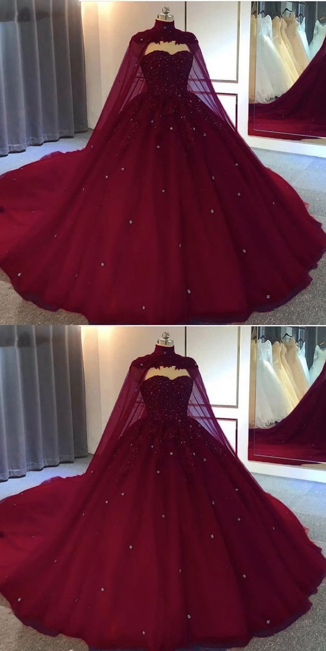 Wedding Dresses Couture, Burgundy Ball Gown Wedding Dresstulle Prom Dresses