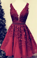 Prom Dress2028, Tulle Homecoming Dresses, Burgundy Homecoming Dresses