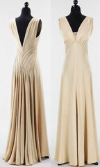 Reception Dress, V Neck Sleeveless Party Dress, Long Prom Dress