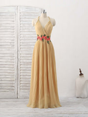 Prom Dress Shopping Near Me, Champagne Chiffon Long Prom Dress, Chiffon Evening Dress